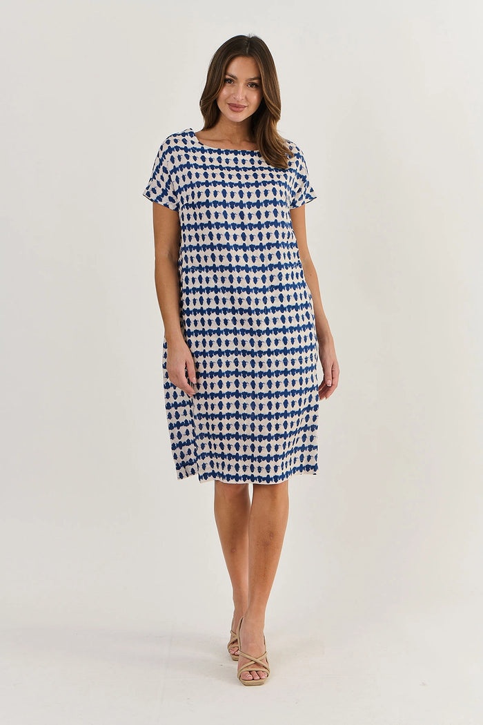 Naturals by O & J Linen Dress in Delta Blot GA520