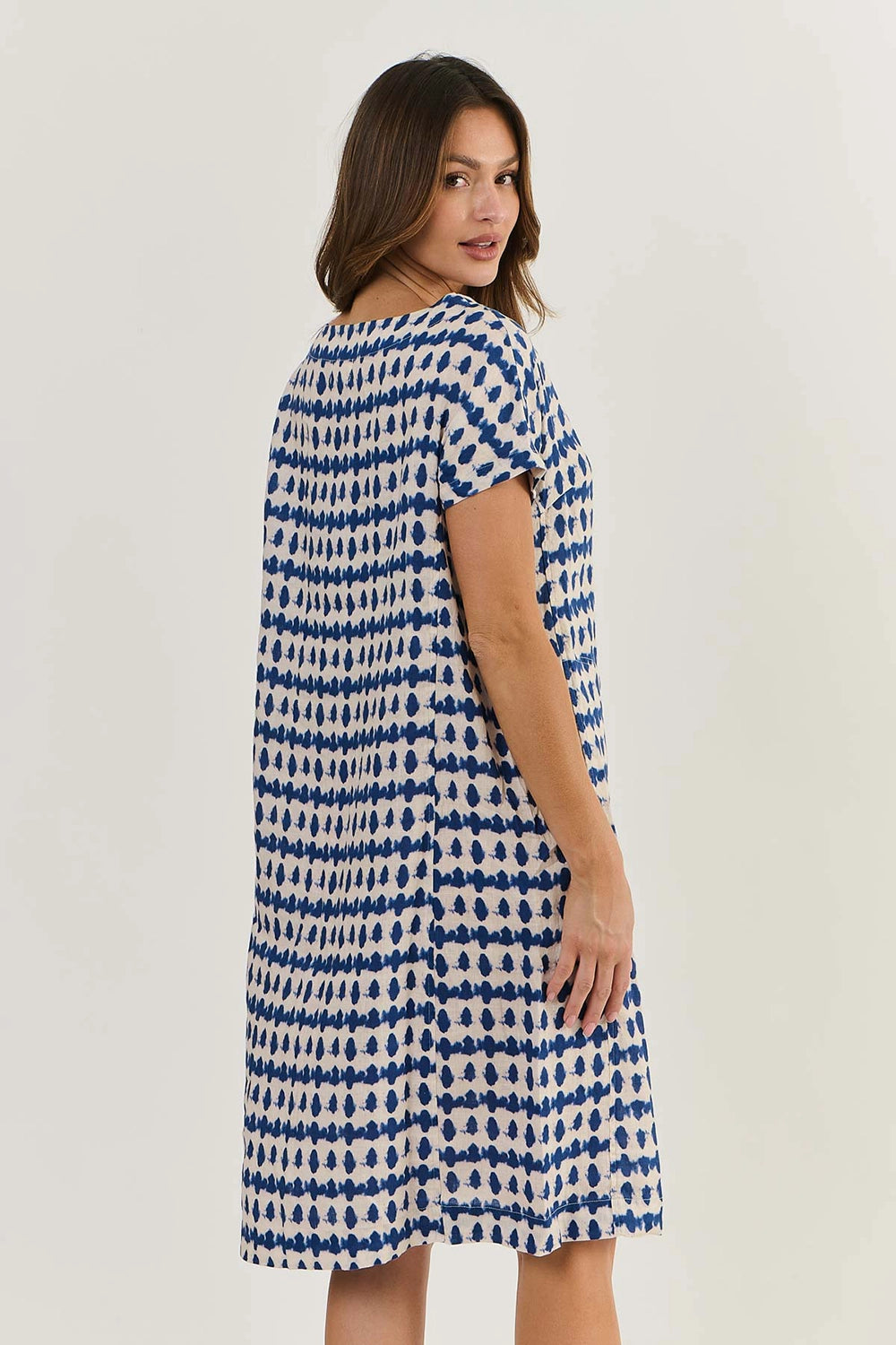 Naturals by O & J Linen Dress in Delta Blot GA520