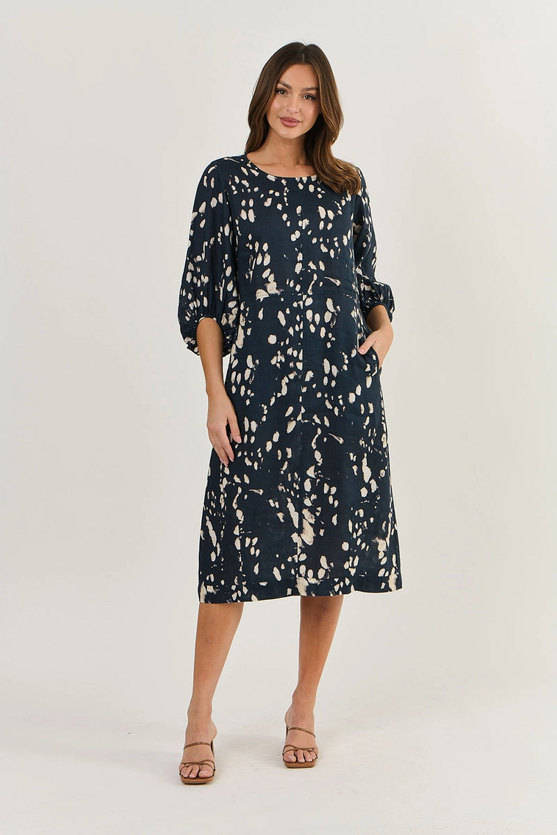 Naturals by O & J Linen Dress in Universe GA532