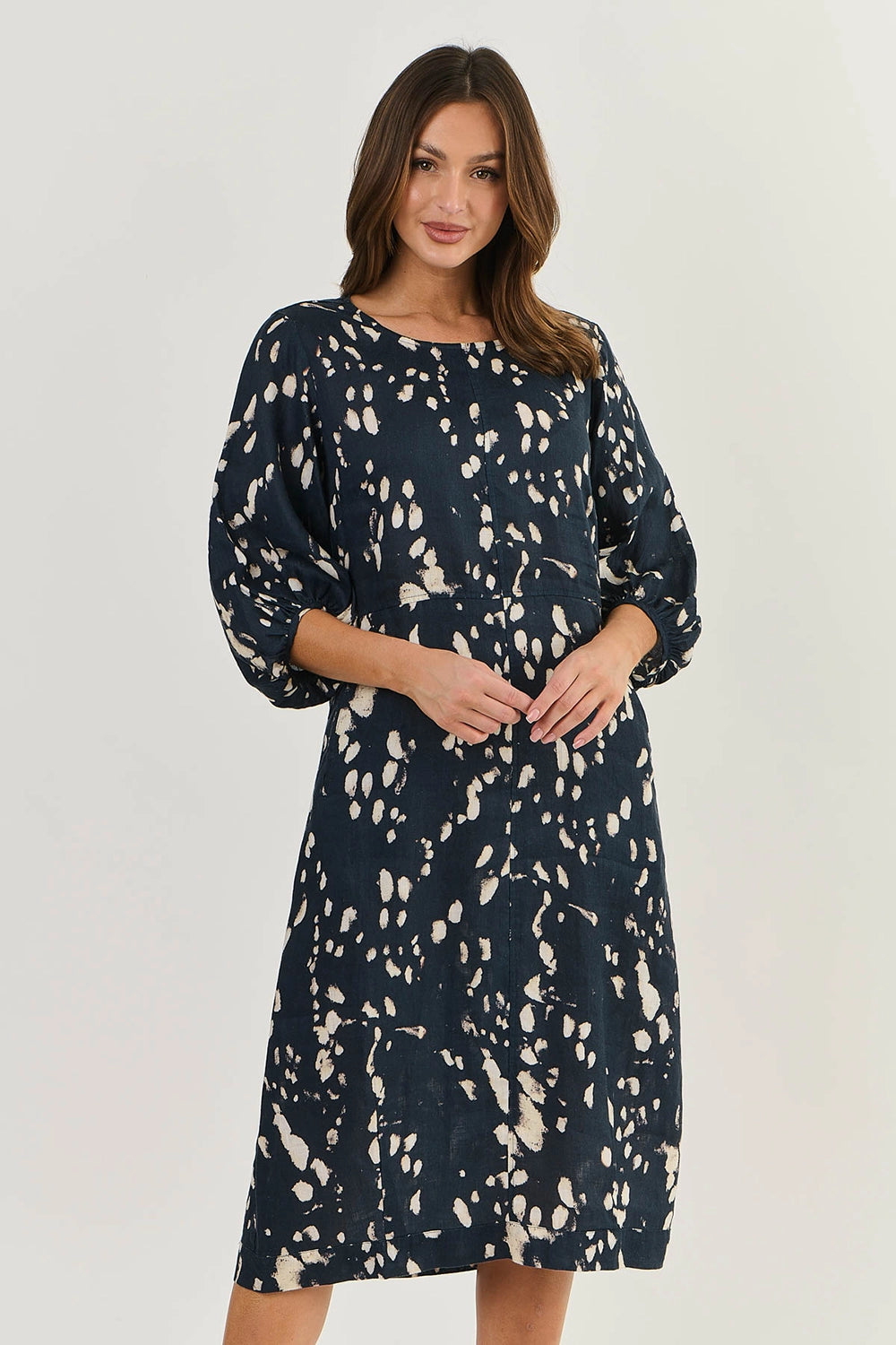 Naturals by O & J Linen Dress in Universe GA532