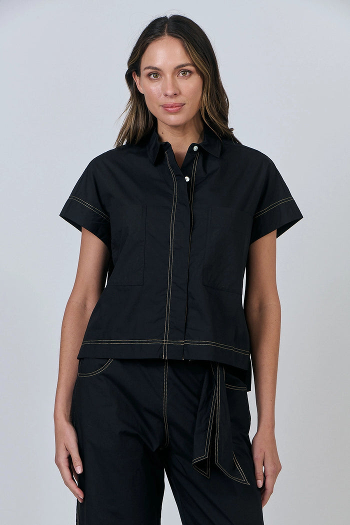 Naturals by O & J Linen Top in Black GA533
