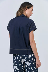 Naturals by O & J Cotton Poplin Shirt in Ink GA533