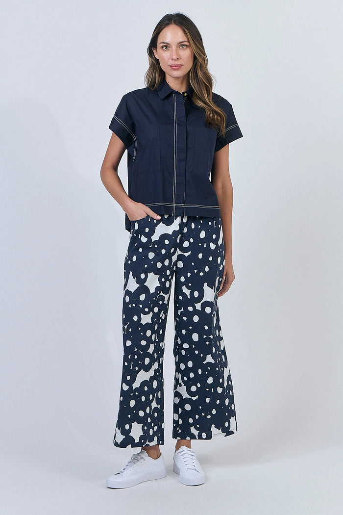 Naturals by O & J Cotton Poplin Shirt in Ink GA533