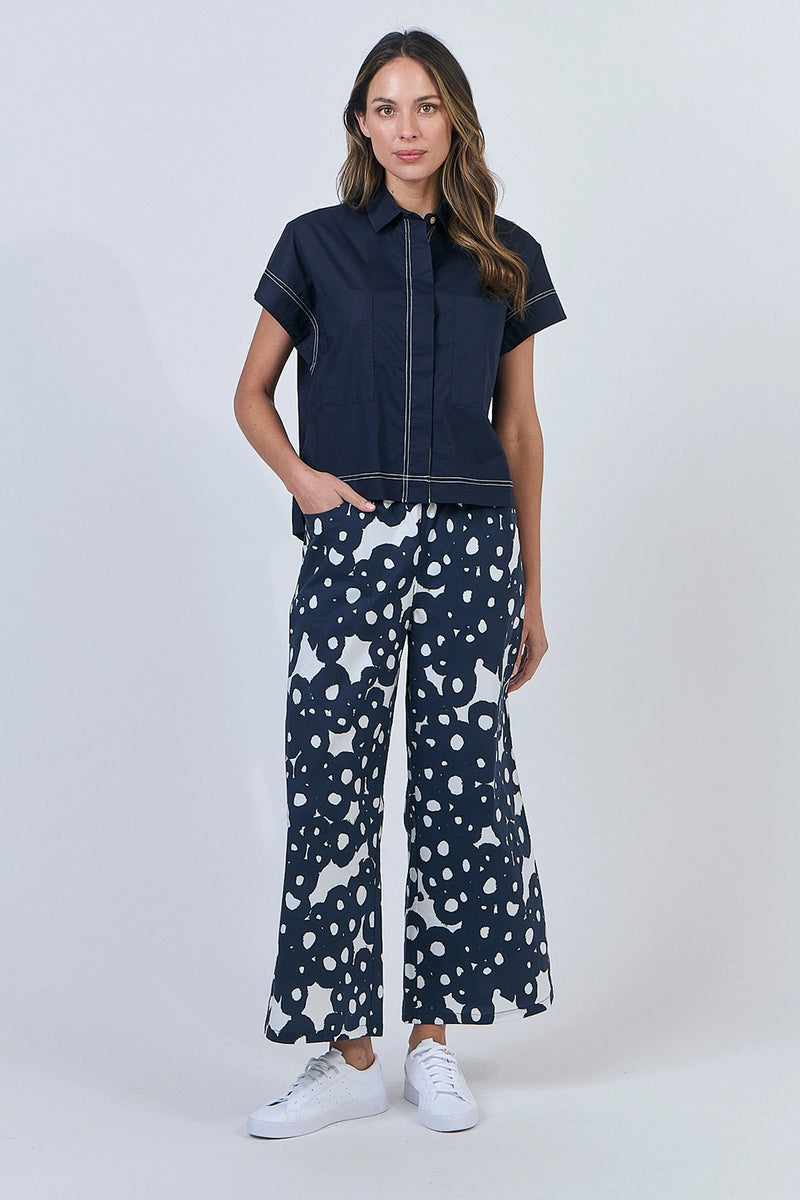 Naturals by O & J Cotton Trousers in Ink Barnacles GA637