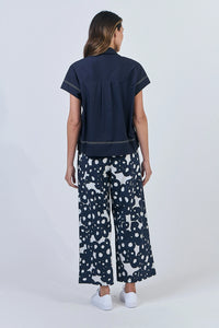 Naturals by O & J Cotton Trousers in Ink Barnacles GA637