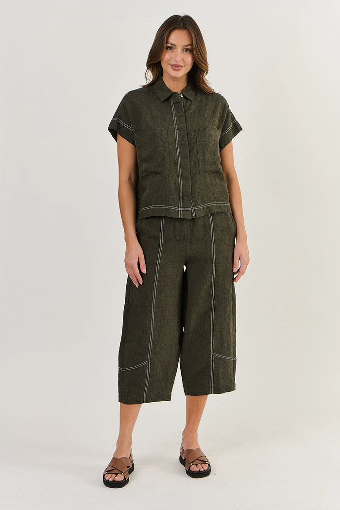 Naturals by O & J Linen Pants in Licorice GA476