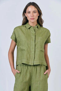 Naturals by O & J Linen Shirt in Moss GA533