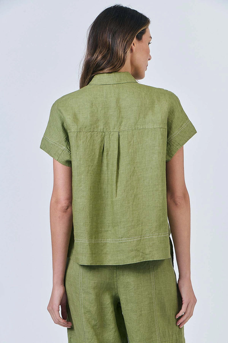 Naturals by O & J Linen Shirt in Moss GA533