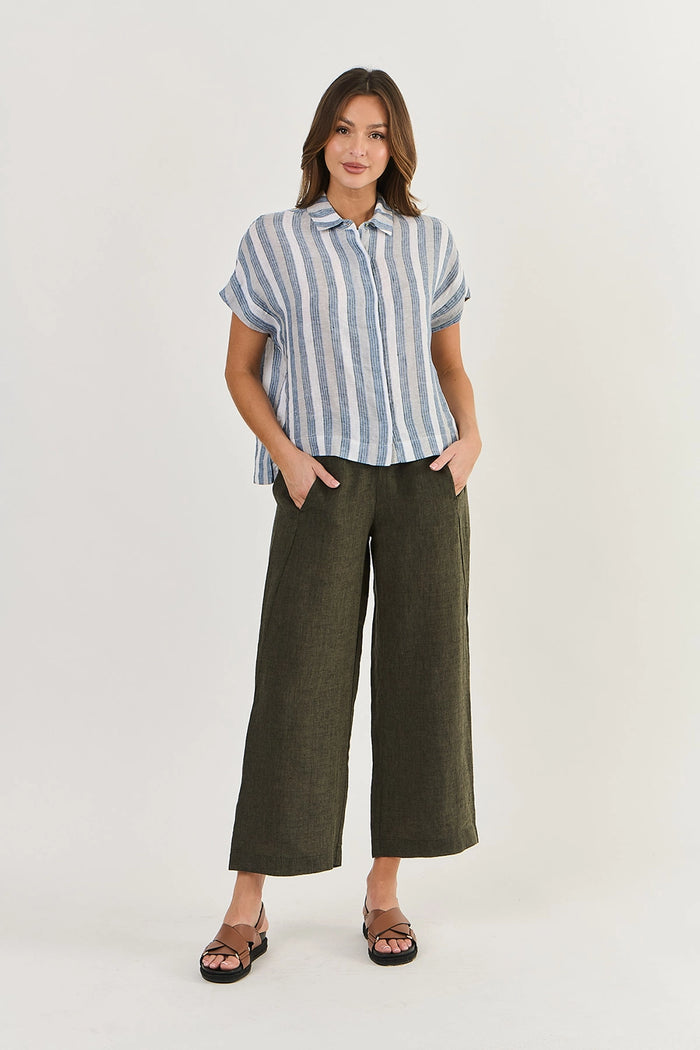 Naturals by O & J Linen Pants in Licorice GA398