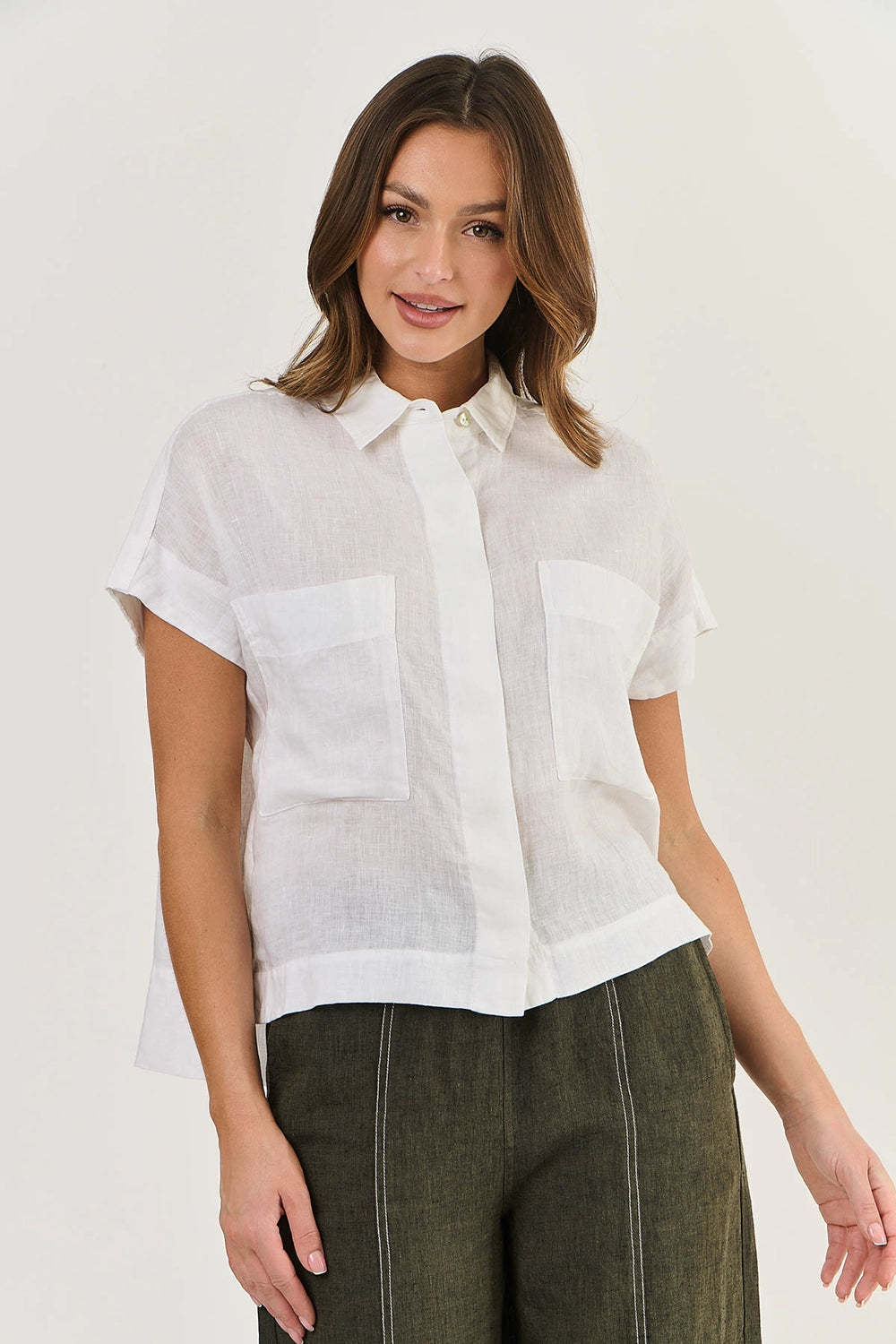 Naturals by O & J Linen Top in White GA533