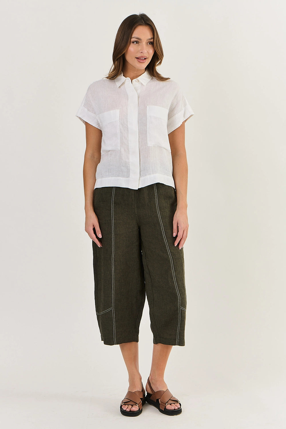 Naturals by O & J Linen Top in White GA533