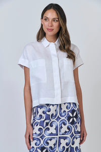 Naturals by O & J Linen Shirt in White GA533