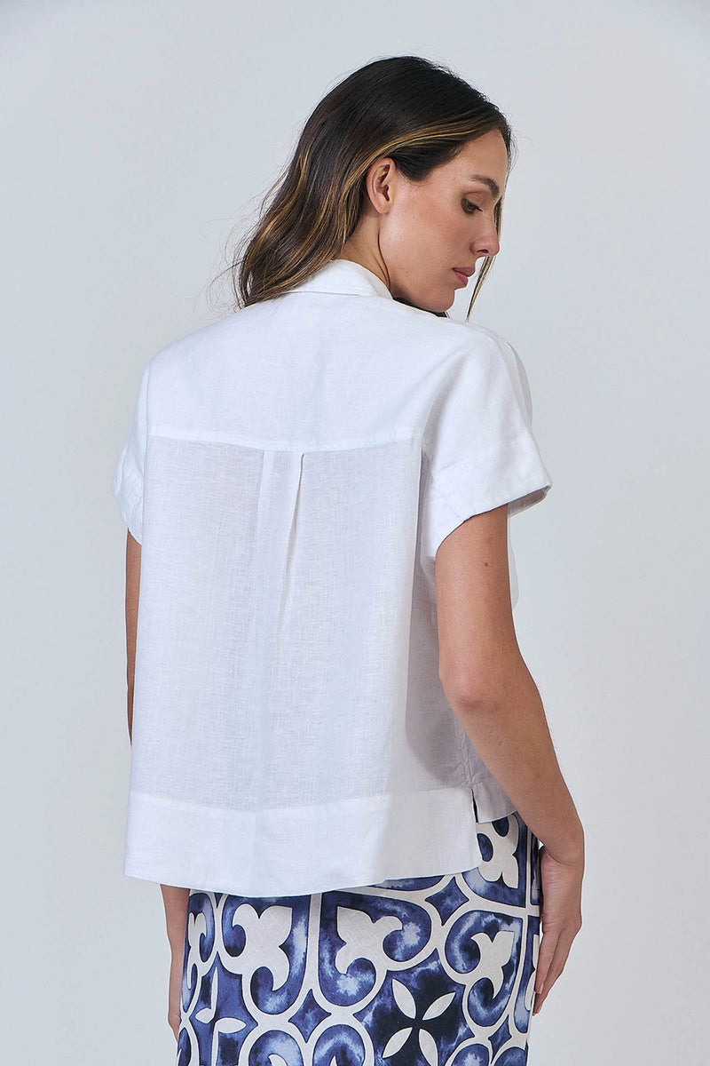 Naturals by O & J Linen Shirt in White GA533