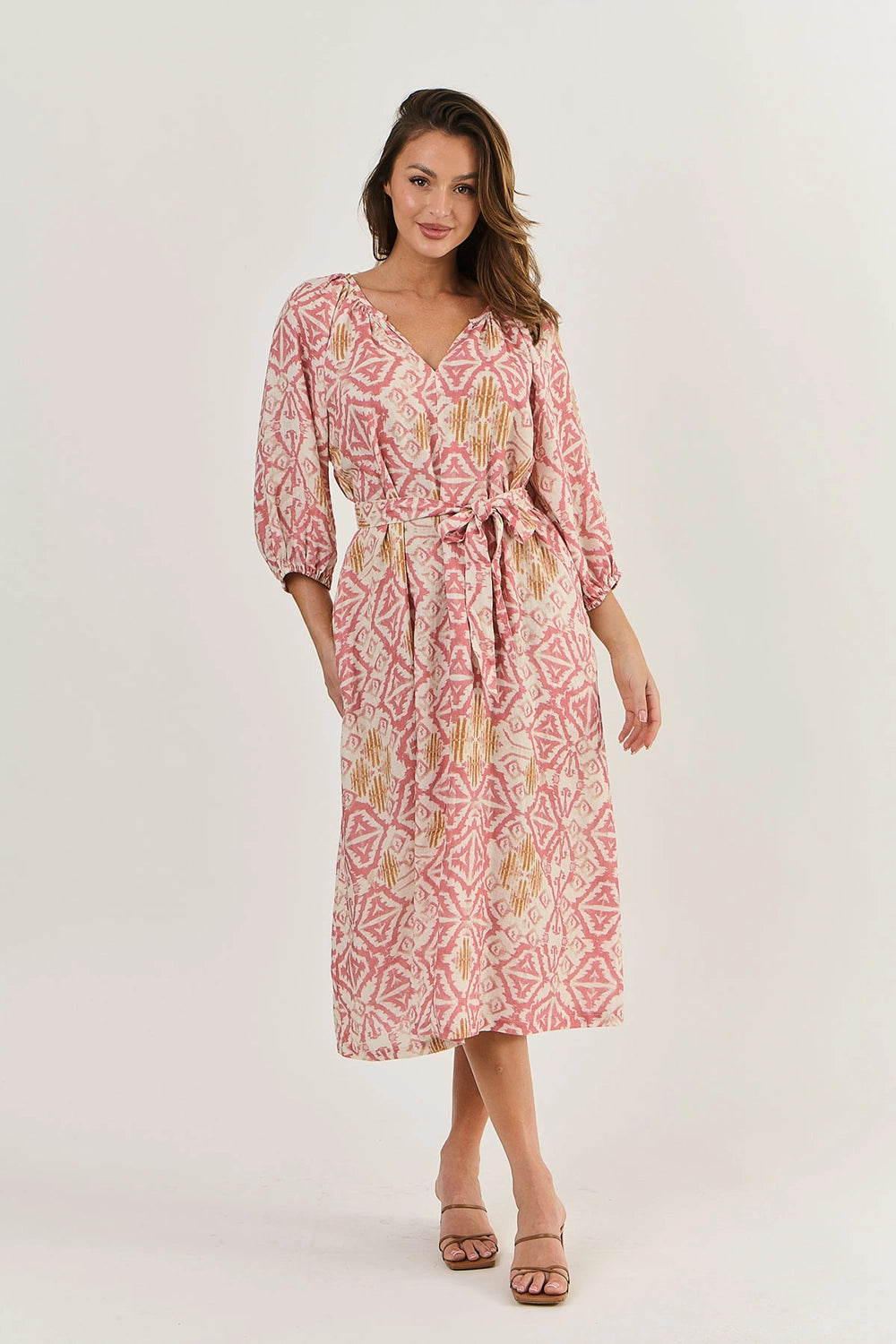 Naturals by O & J Linen Dress Dress in Ikat Ga534