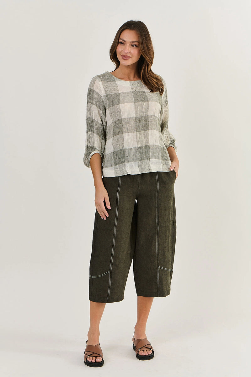 Naturals by O & J Linen Pants in Licorice GA476