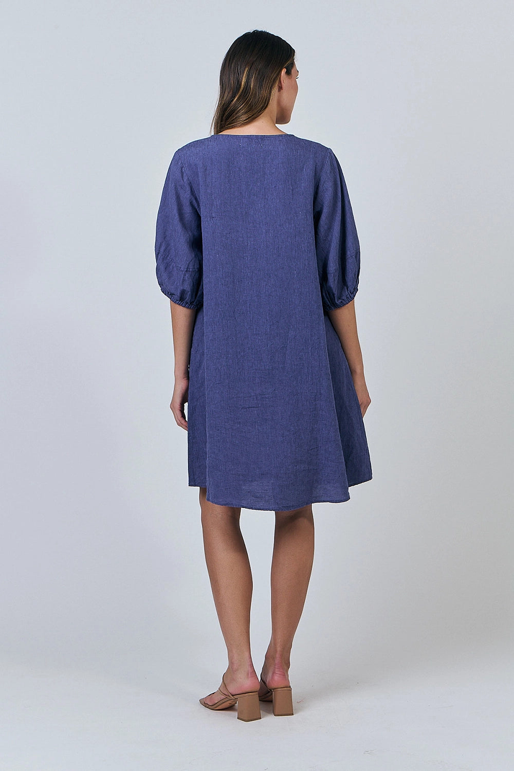 Naturals by O & J Linen Dress in Blueberry GA538