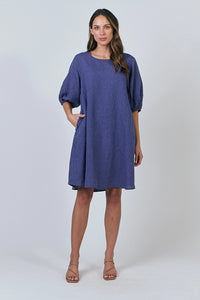 Naturals by O & J Linen Dress in Blueberry GA538