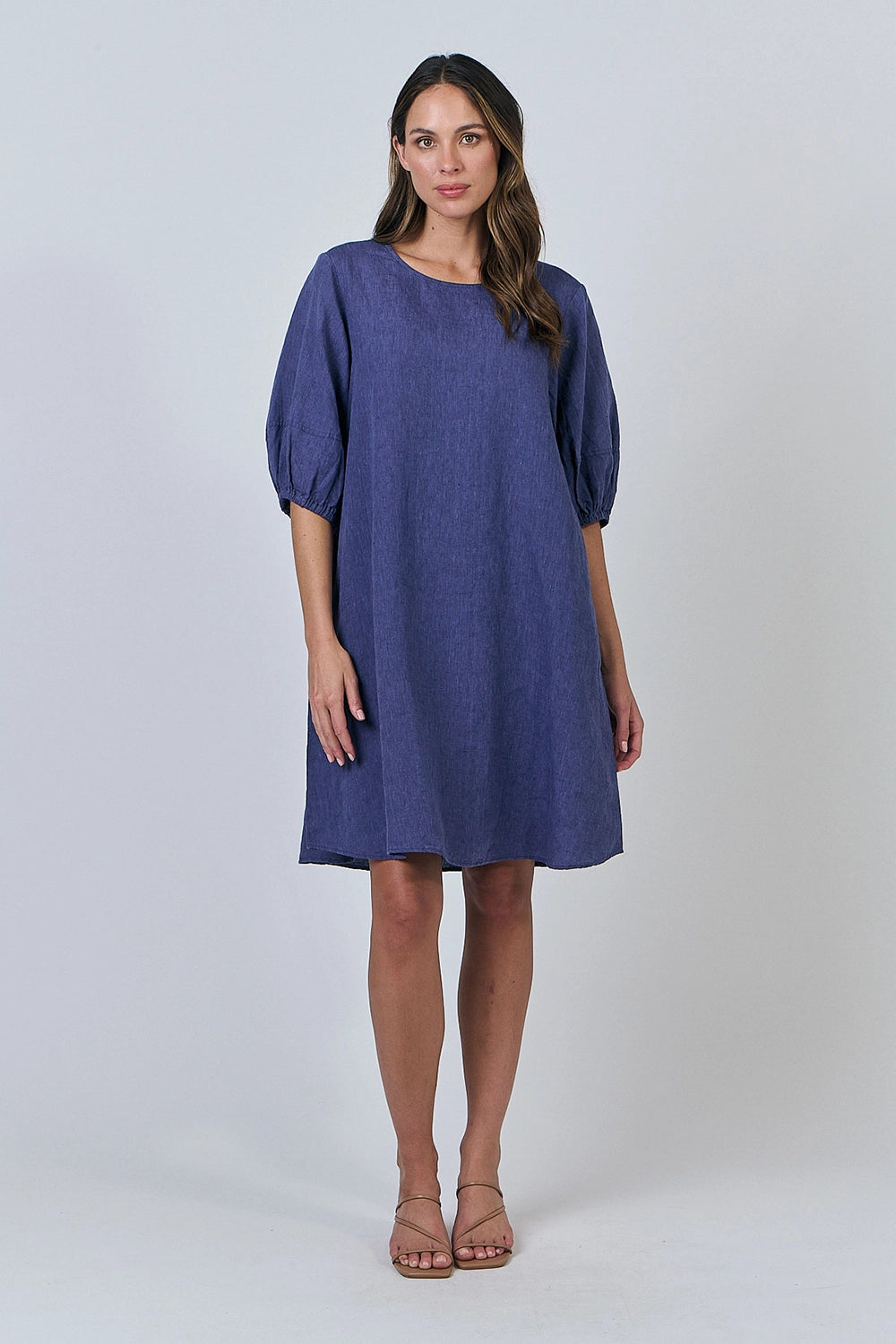 Naturals by O & J Linen Dress in Blueberry GA538