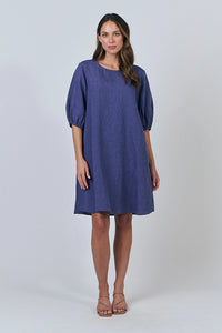 Naturals by O & J Linen Dress in Blueberry GA538