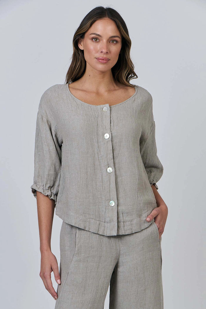 Naturals by O & J Linen Top in Cement GA539