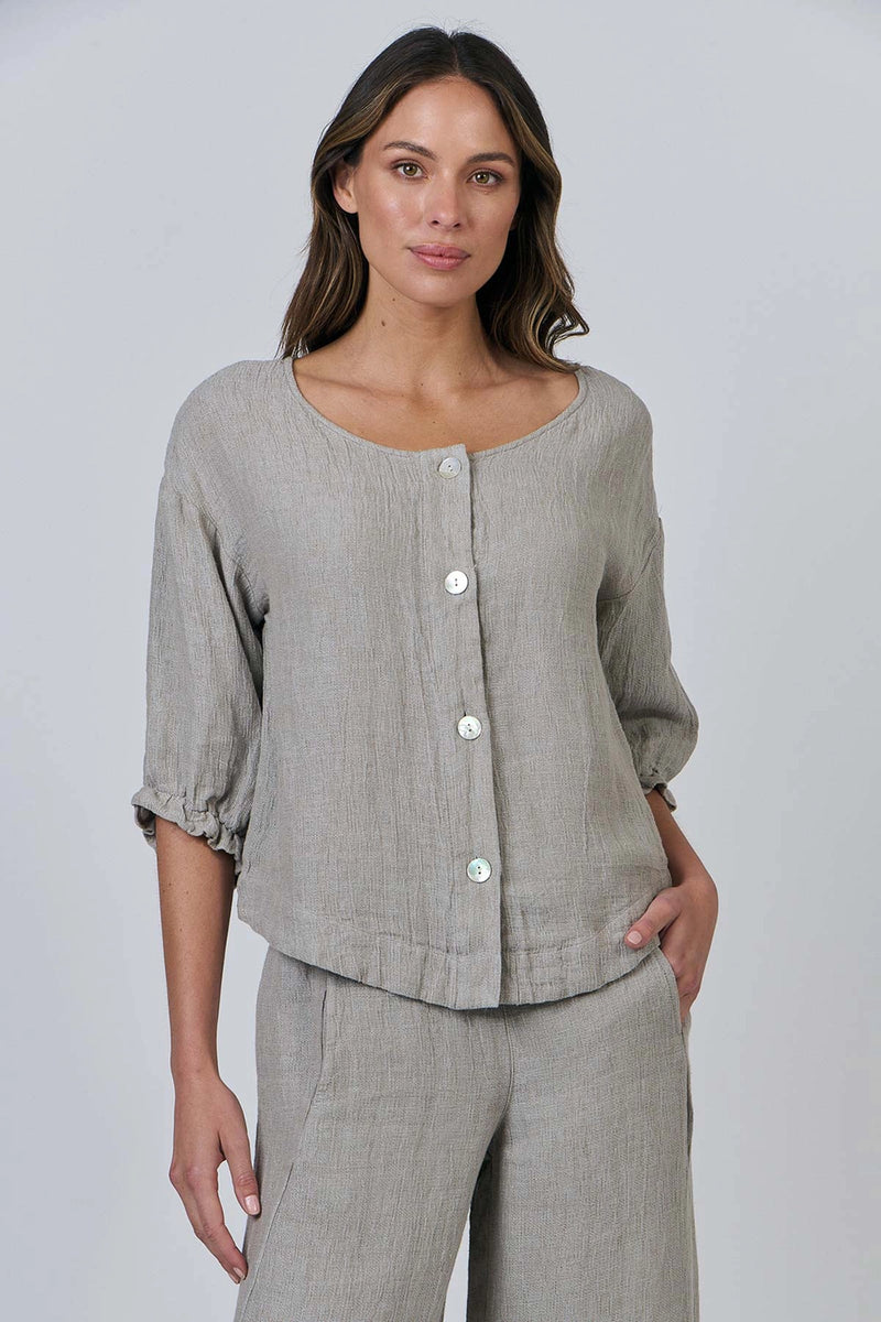 Naturals by O & J Linen Top in Cement GA539