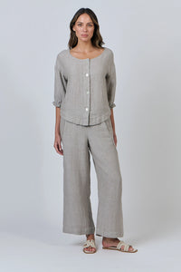 Naturals by O & J Linen Top in Cement GA539
