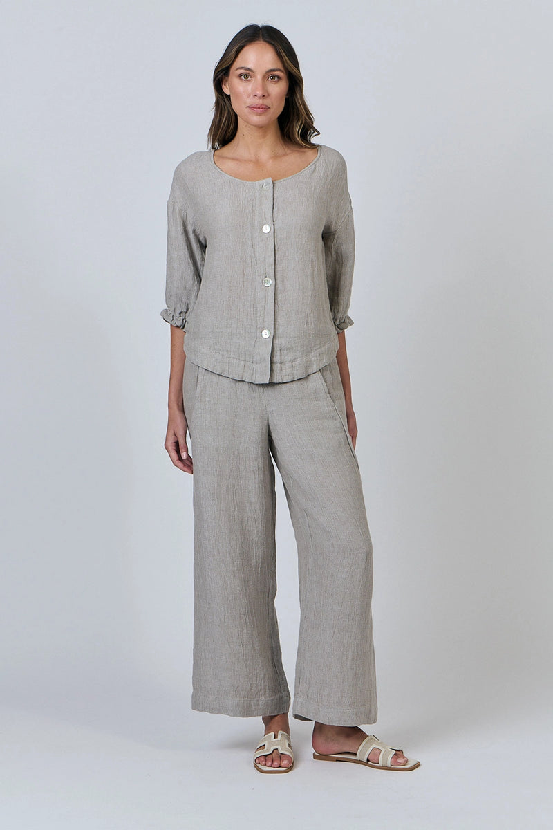 Naturals by O & J Linen Top in Cement GA539