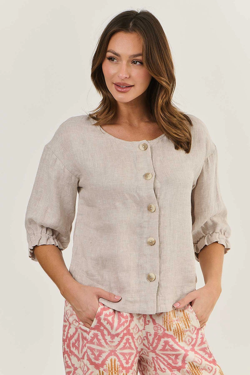 Naturals by O & J Linen Top in Dune GA539