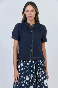 Naturals by O & J Cotton Poplin Top in Ink GA547