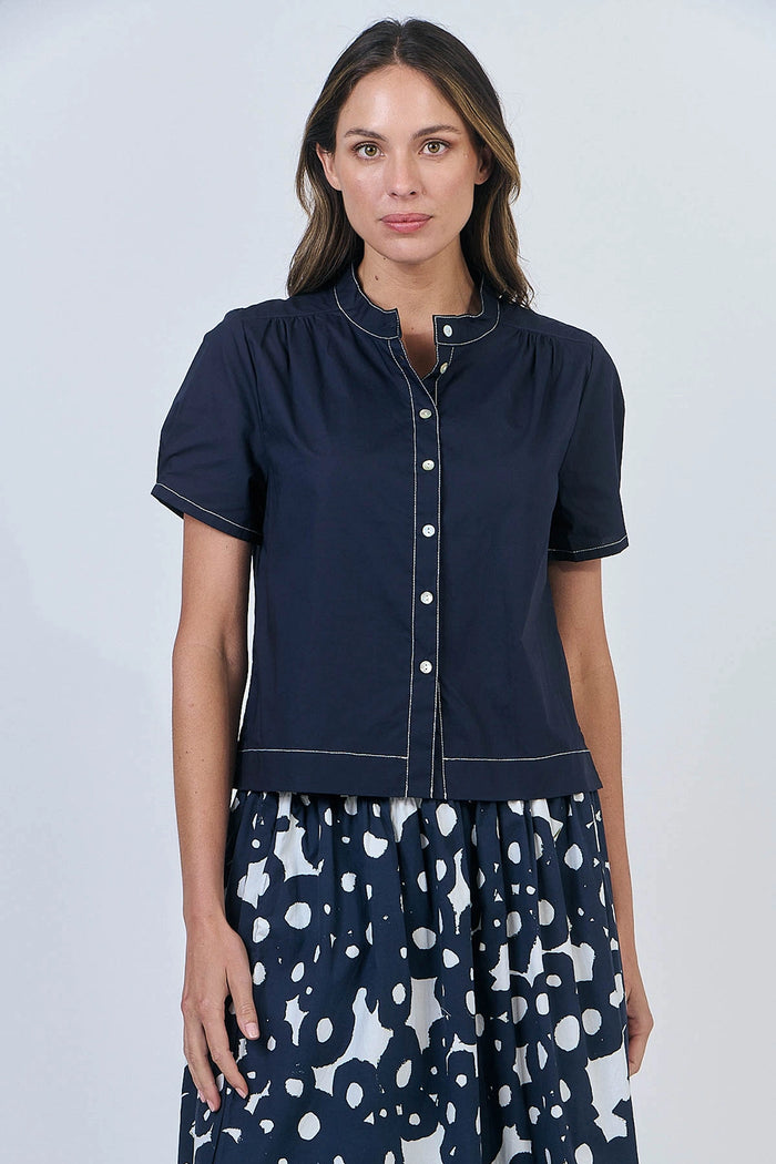 Naturals by O & J Cotton Poplin Top in Ink GA547