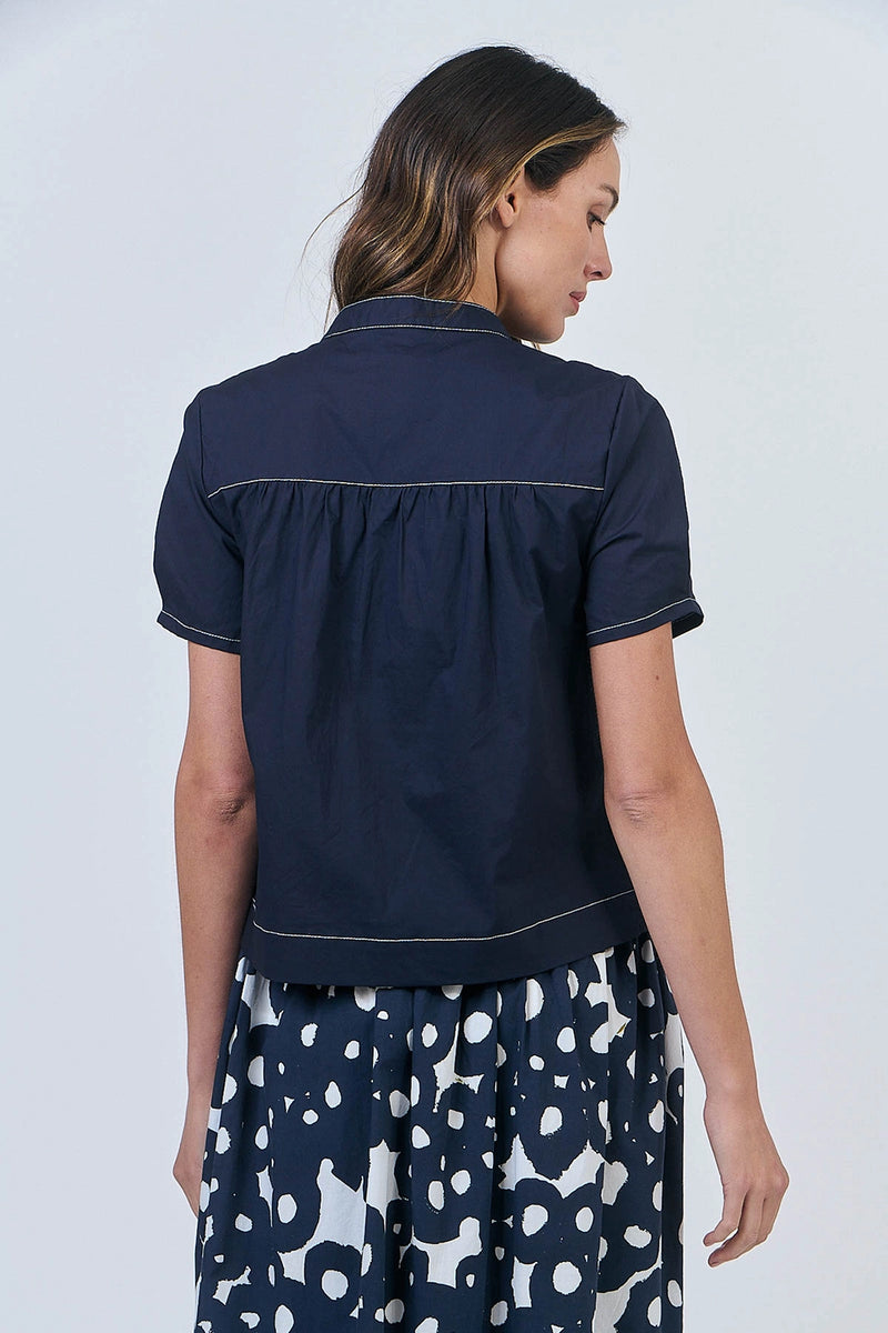 Naturals by O & J Cotton Poplin Top in Ink GA547