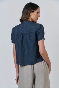 Naturals by O & J Linen Top in Poseidon GA547
