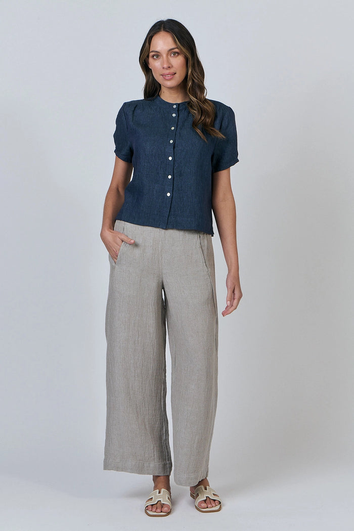 Naturals by O & J Linen Top in Poseidon GA547