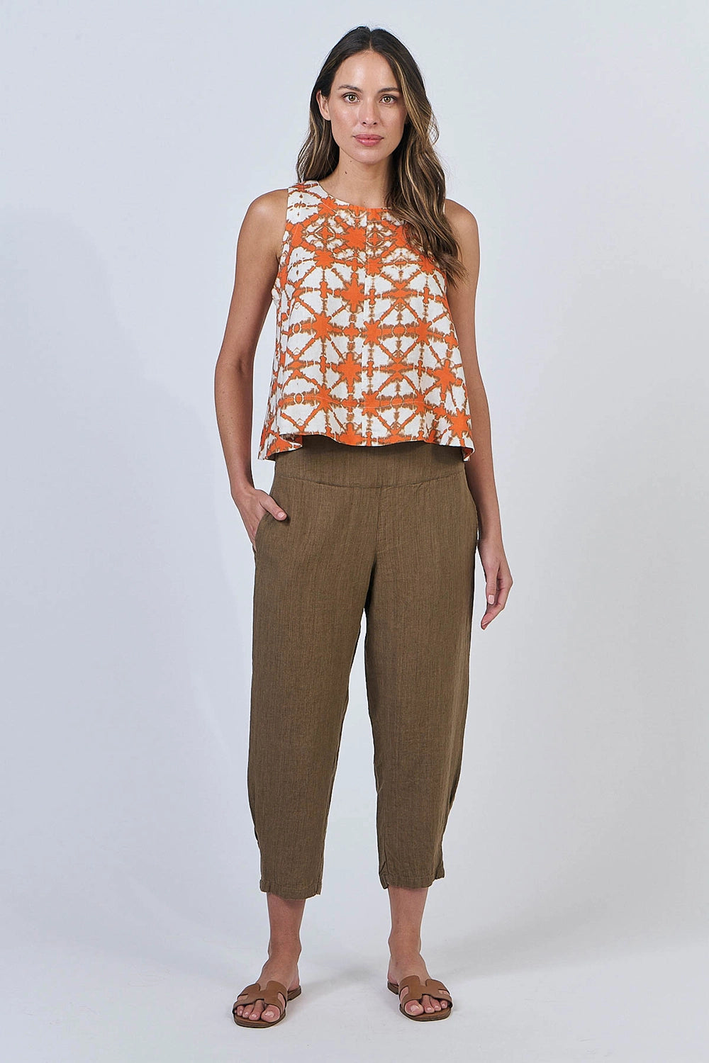 Naturals by O & J Linen Pants in Tobacco GA615