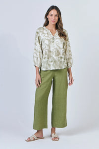Naturals by O & J Linen Pants in Moss GA398