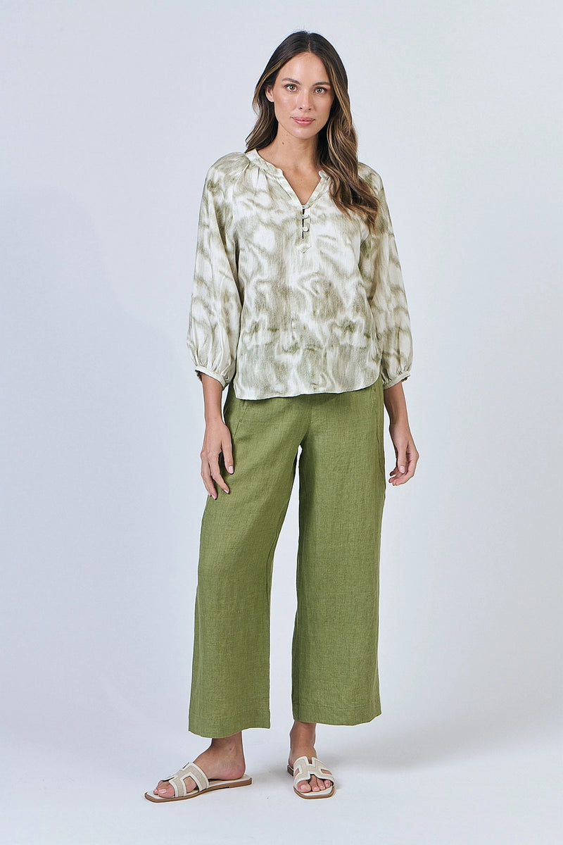 Naturals by O & J Linen Pants in Moss GA398