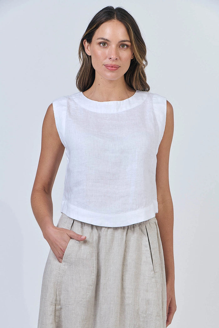 Naturals by O & J Linen Top in White GA581