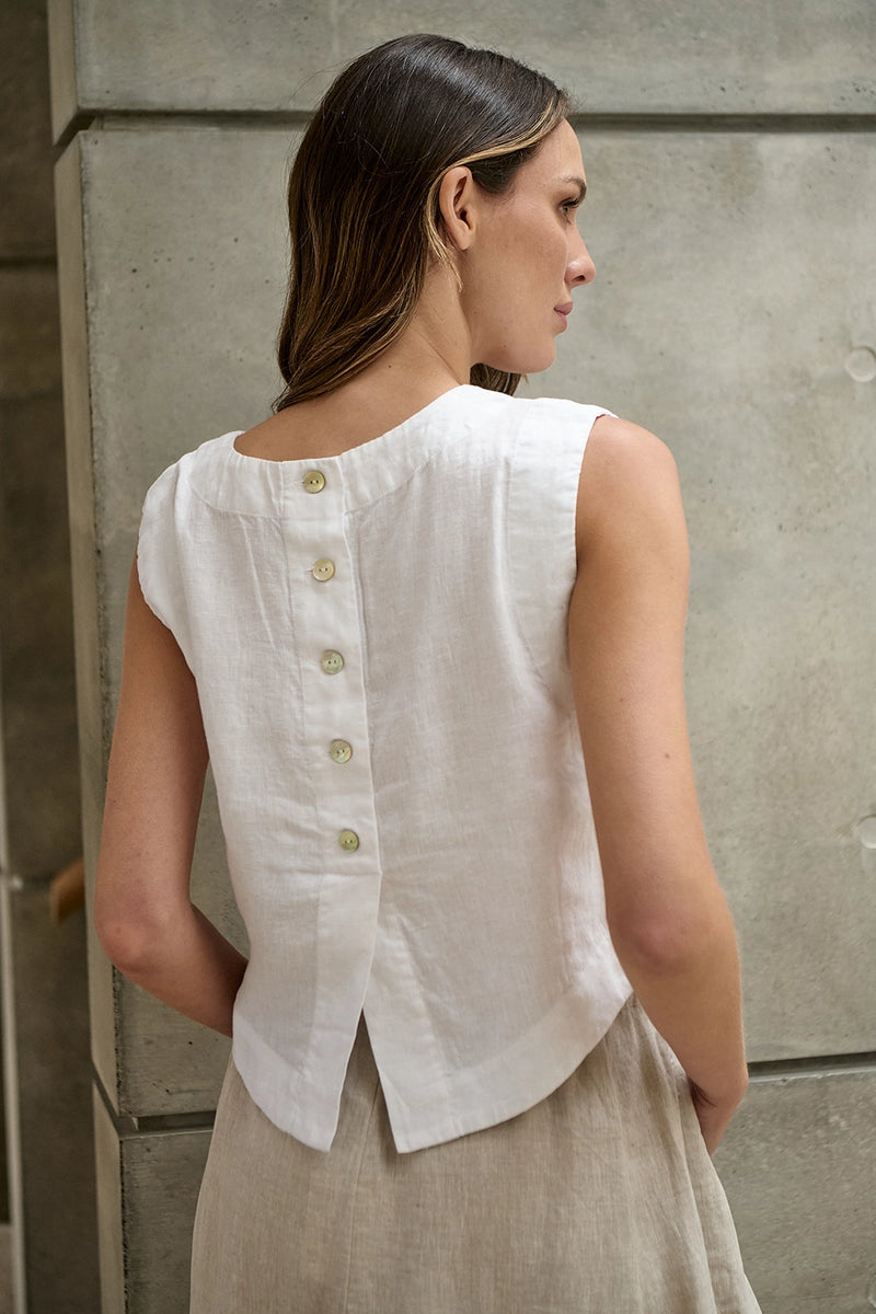 Naturals by O & J Linen Top in White GA581