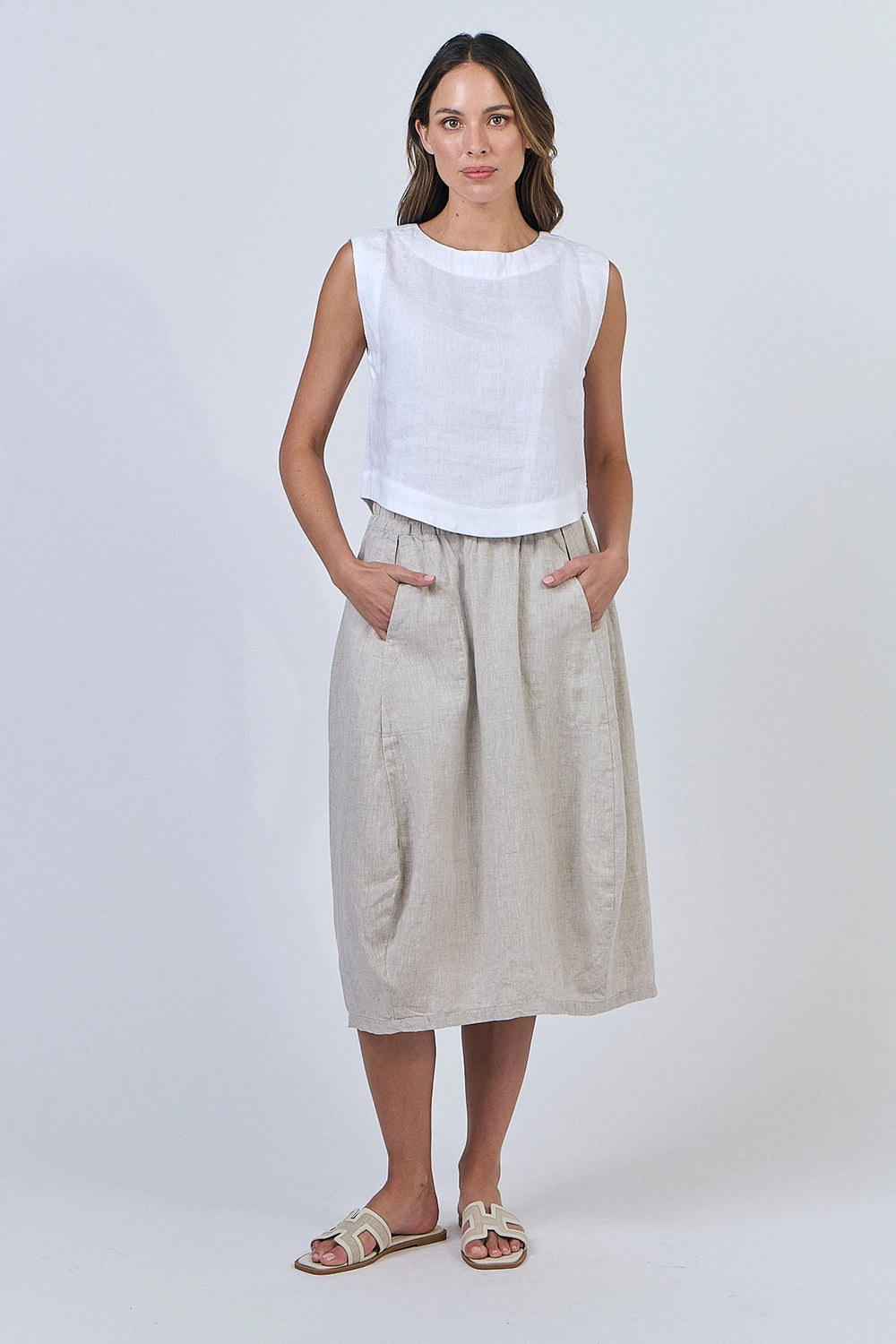 Naturals by O & J Linen Top in White GA581
