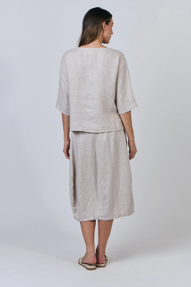 Naturals by O & J Linen Skirt in Dune GA639