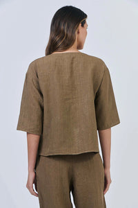 Naturals by O & J Linen Top in Tobacco GA584