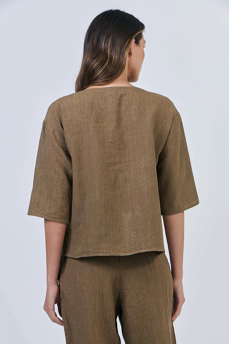 Naturals by O & J Linen Top in Tobacco GA584
