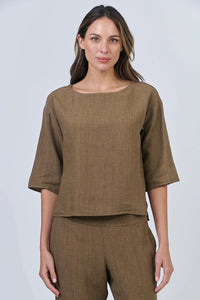 Naturals by O & J Linen Top in Tobacco GA584