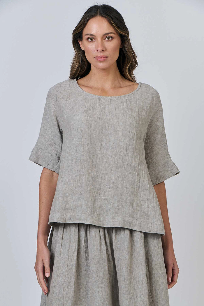 Naturals by O & J Linen Top in Cement GA585
