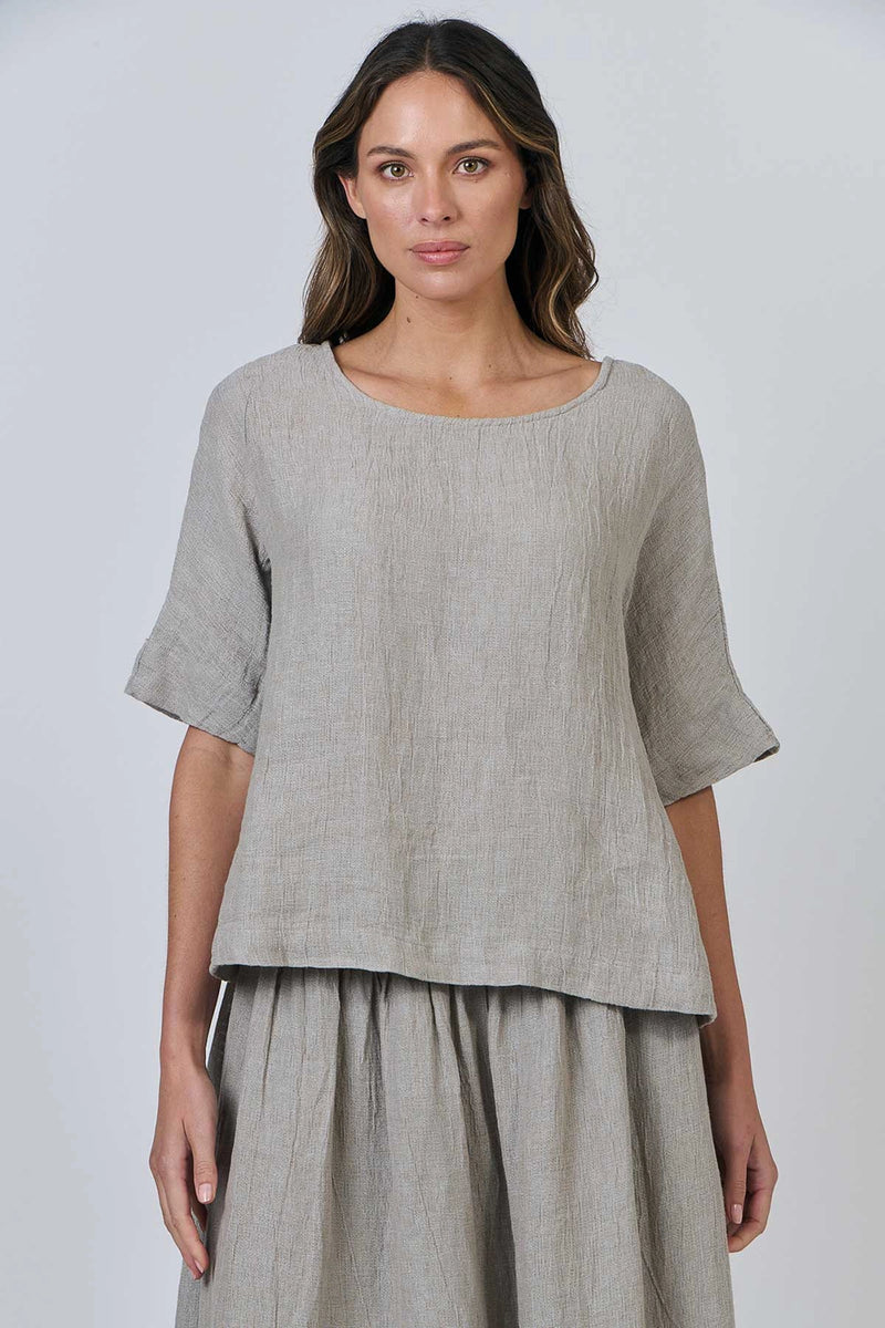 Naturals by O & J Linen Top in Cement GA585