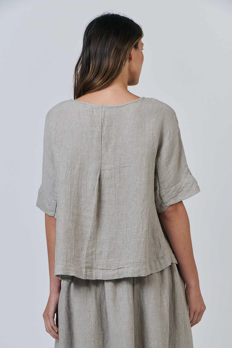 Naturals by O & J Linen Top in Cement GA585