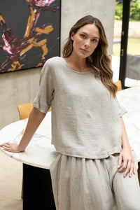 Naturals by O & J Linen Top in Cement GA585