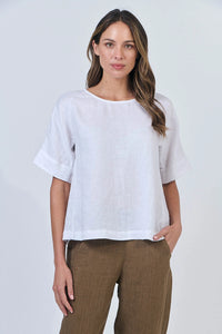 Naturals by O & J Linen Top in White GA585