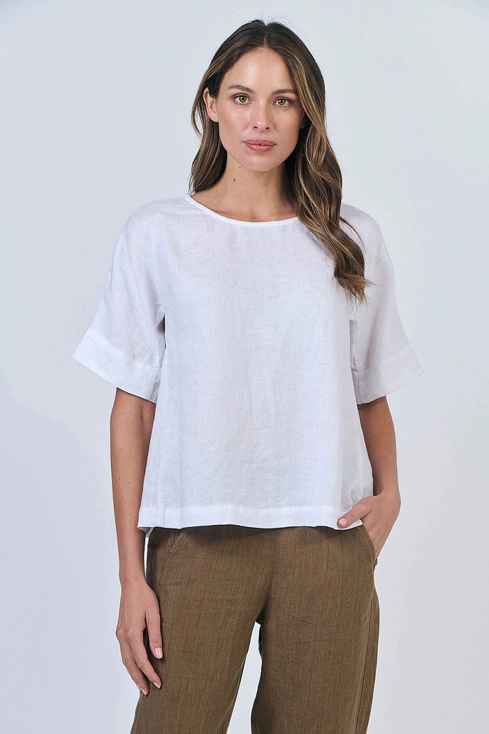 Naturals by O & J Linen Top in White GA585