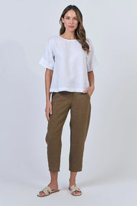 Naturals by O & J Linen Top in White GA585